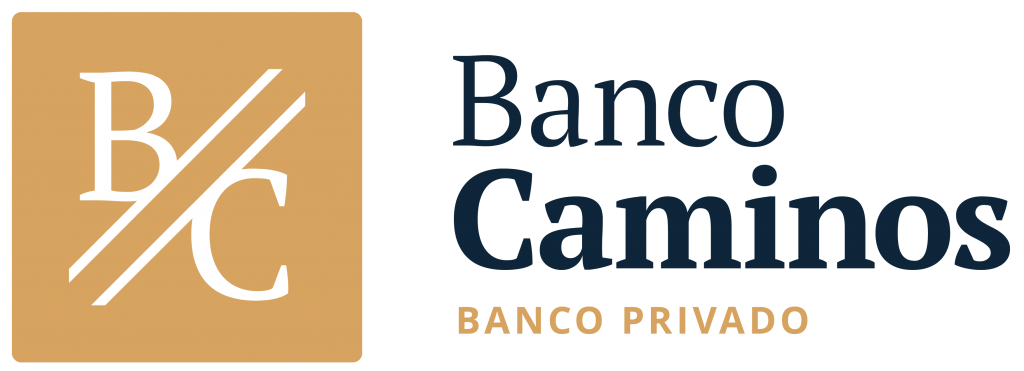 Logo del Banco Caminos de color negro y ocre con fondo transparente.