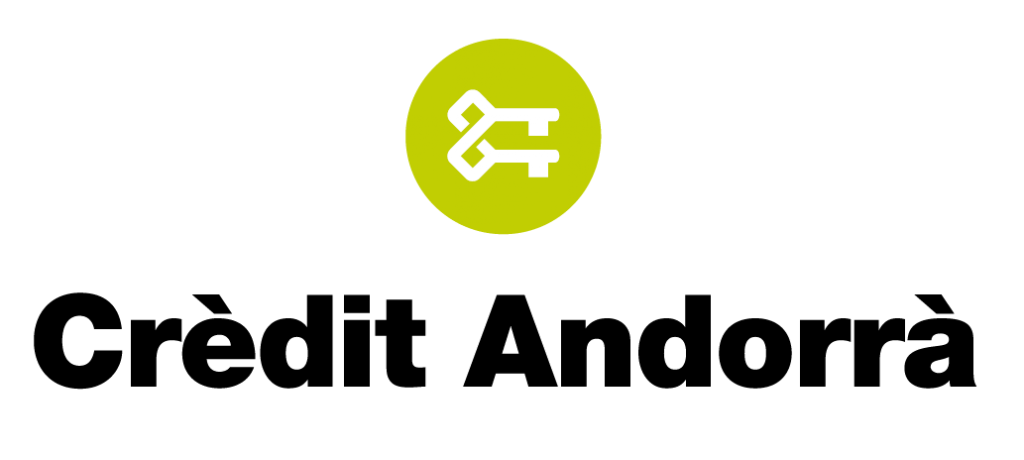 Logo de Crédit Androrrà de color verde y negro con fondo transparente.