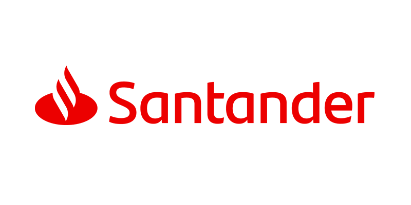 Logo del banco Santander de color rojo con fondo transparente.