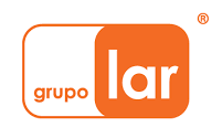 Logo de Grupo Lar de color naranja y blanco con fondo transparente.