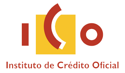 Logo del Instituto de Crédito Oficial (ICO) de color rojo y amarillo con fondo transparente.