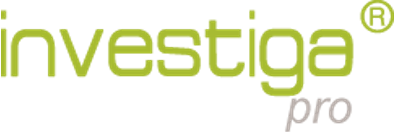 Logo de Investiga Pro de AXESOR de color verde con fondo transparente.