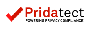 Logo de PridaTect de color rojo y negro con fondo transparente.